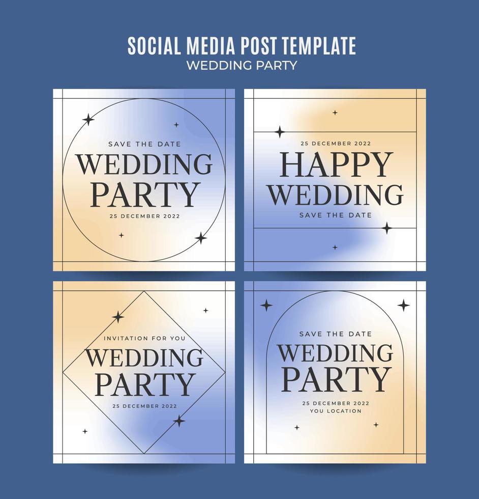 instagram post invitation de mariage modèle de bannière web dégradés rétro élégance abstraite zone d'espace floue vecteur