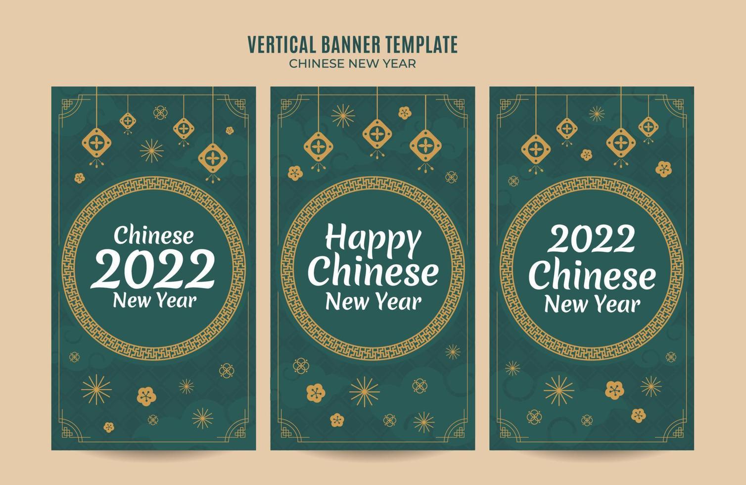 modèle d'histoire instagram de bannière web verticale du nouvel an chinois 2022 vecteur