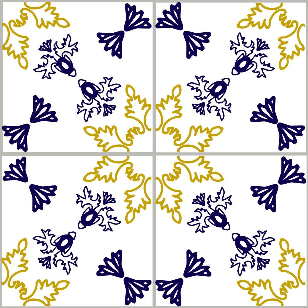 carrelage azulejos bleu et jaune vecteur