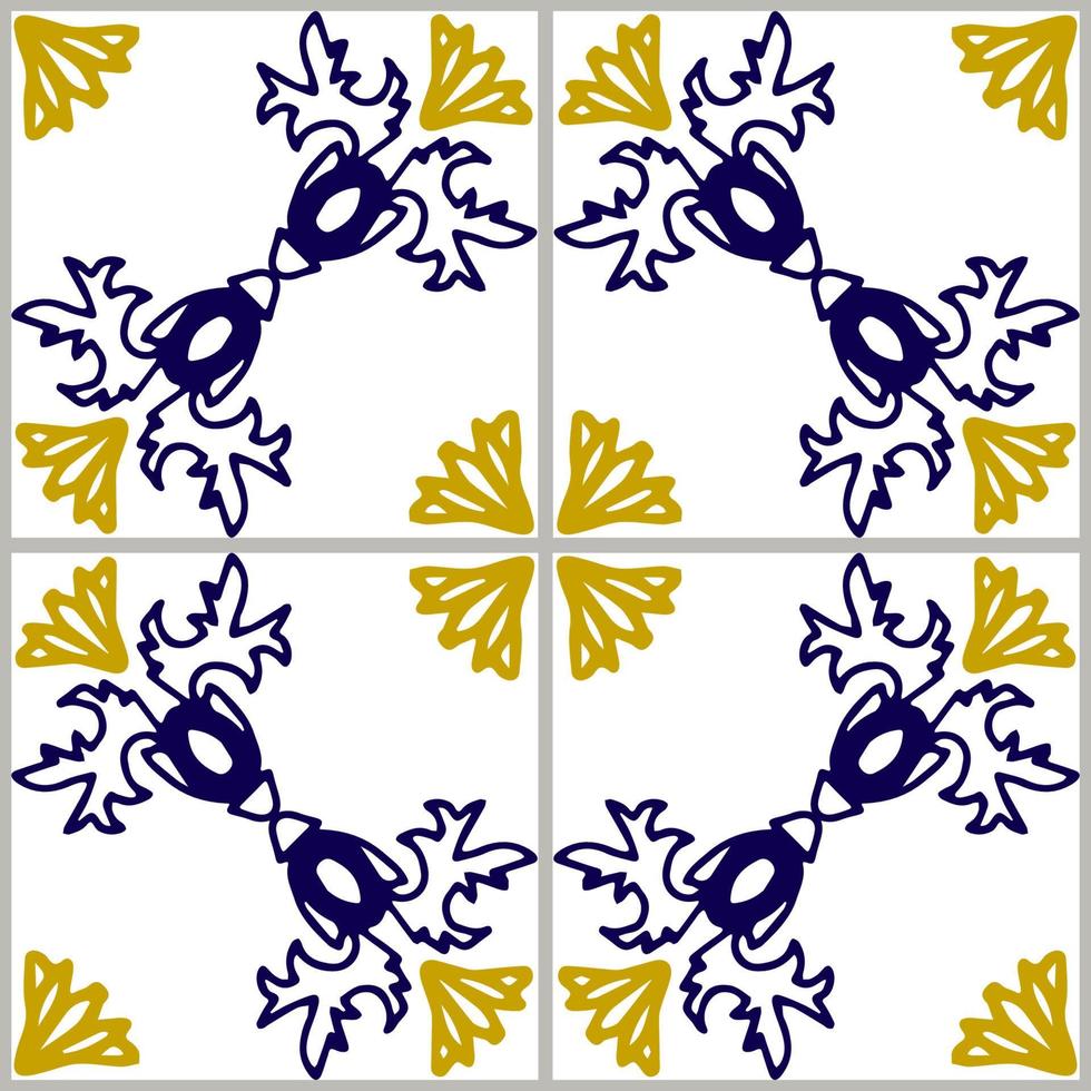 carrelage azulejos bleu et jaune vecteur