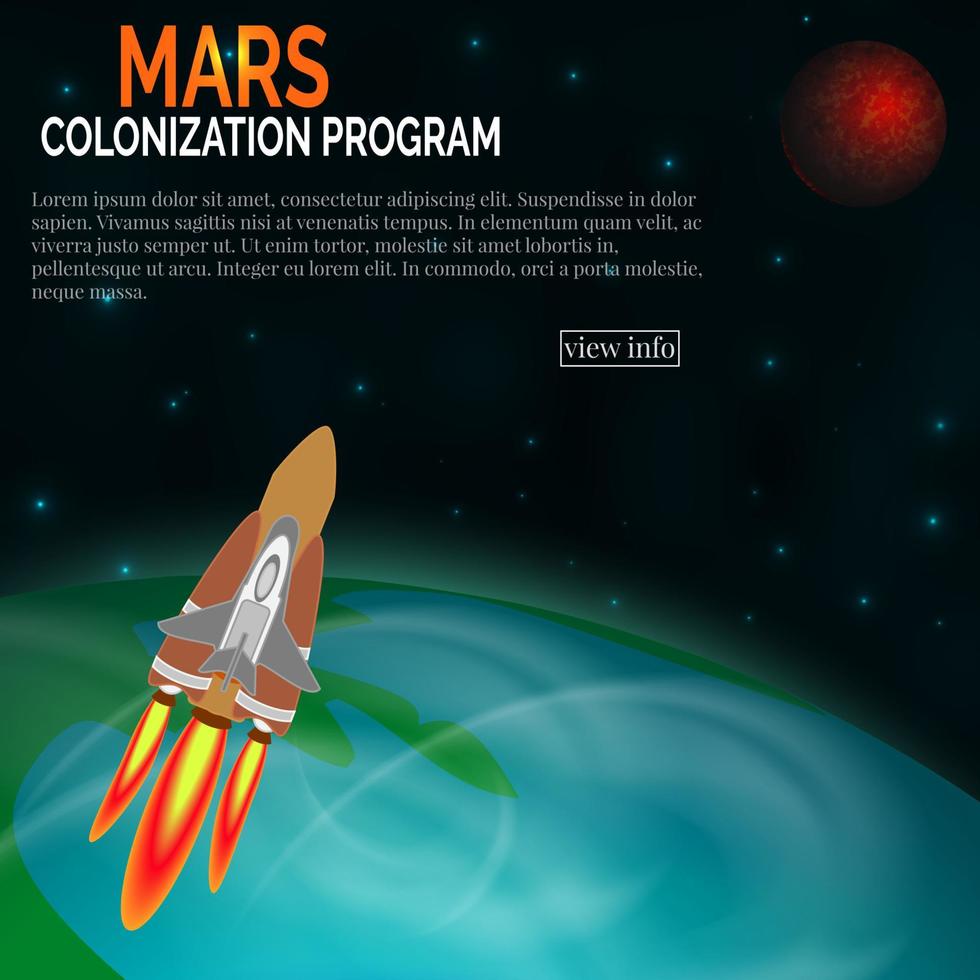 conception de bannière du programme de colonisation de mars vecteur