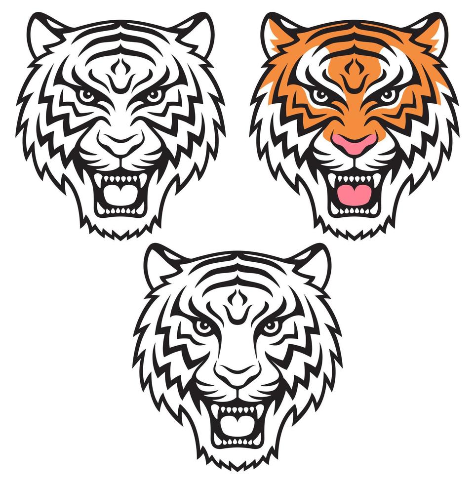 illustration vectorielle de tigre visage silhouette vecteur