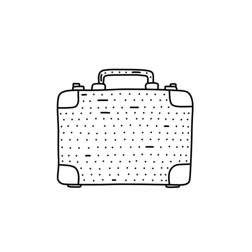 icône de valise dessinée à la main dans le style doodle. icône de vecteur de valise de dessin animé pour la conception de sites Web isolée sur fond blanc.