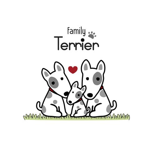 Terrier Chien Famille Père Mère et Nouveau-né. vecteur