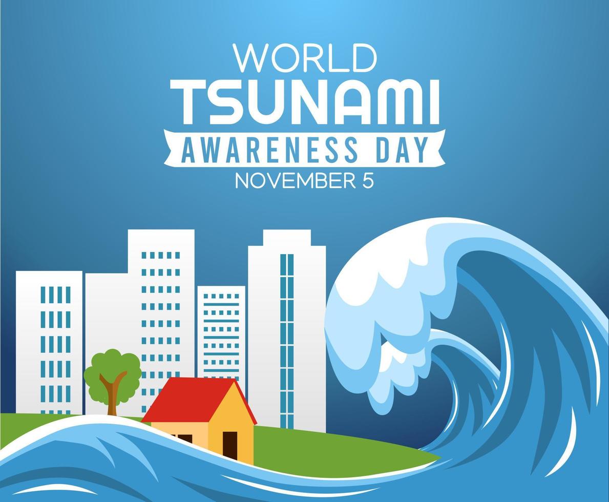 illustration vectorielle de la journée de sensibilisation au tsunami vecteur