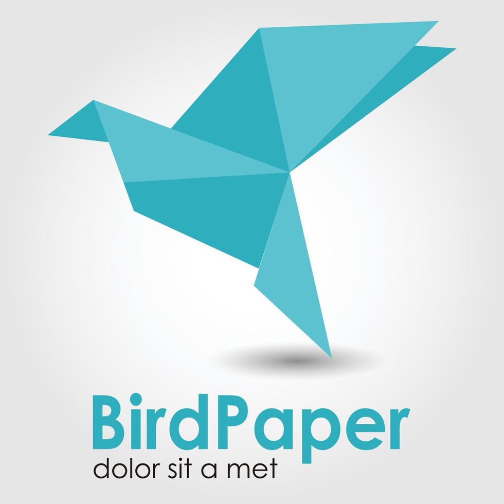 logo papier pliant oiseau vecteur