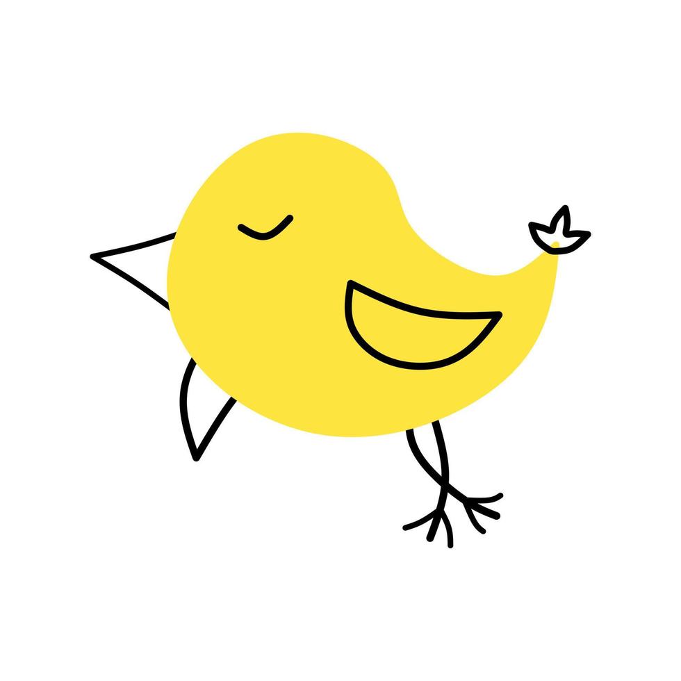 dessin animé mignon petit oiseau jaune vecteur