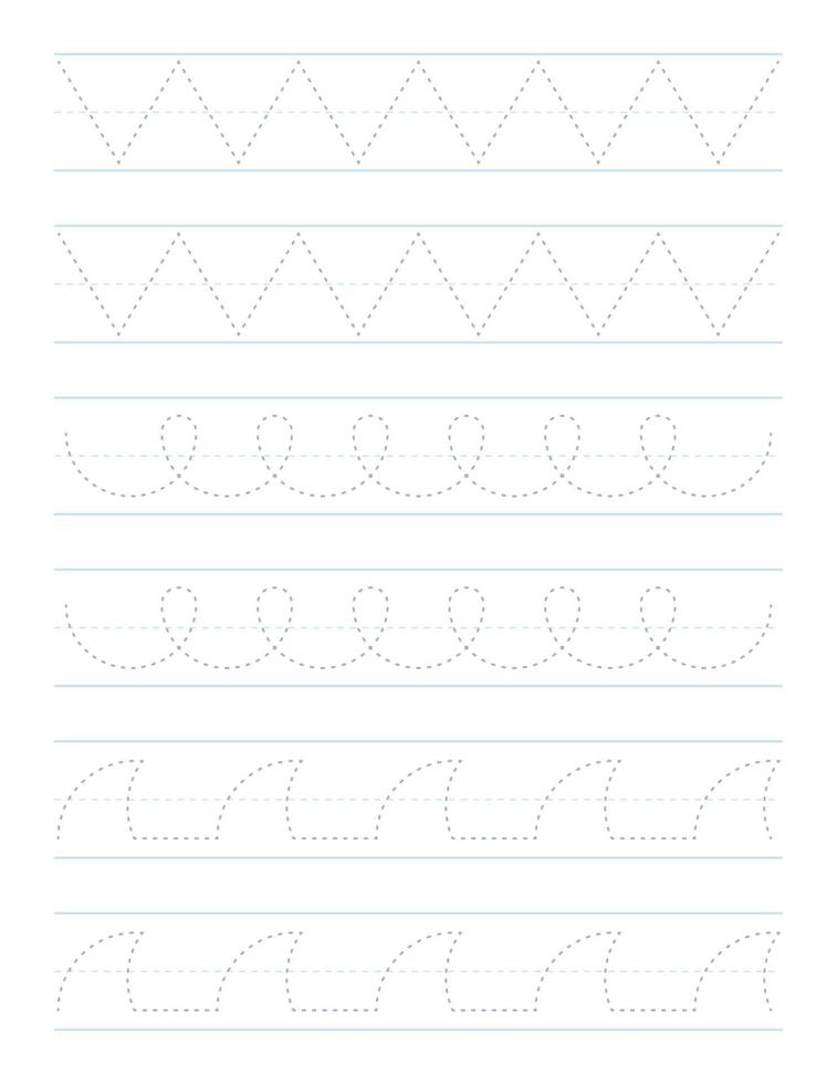 tracer des lignes et une feuille de pratique d'écriture manuscrite pour le préscolaire vecteur