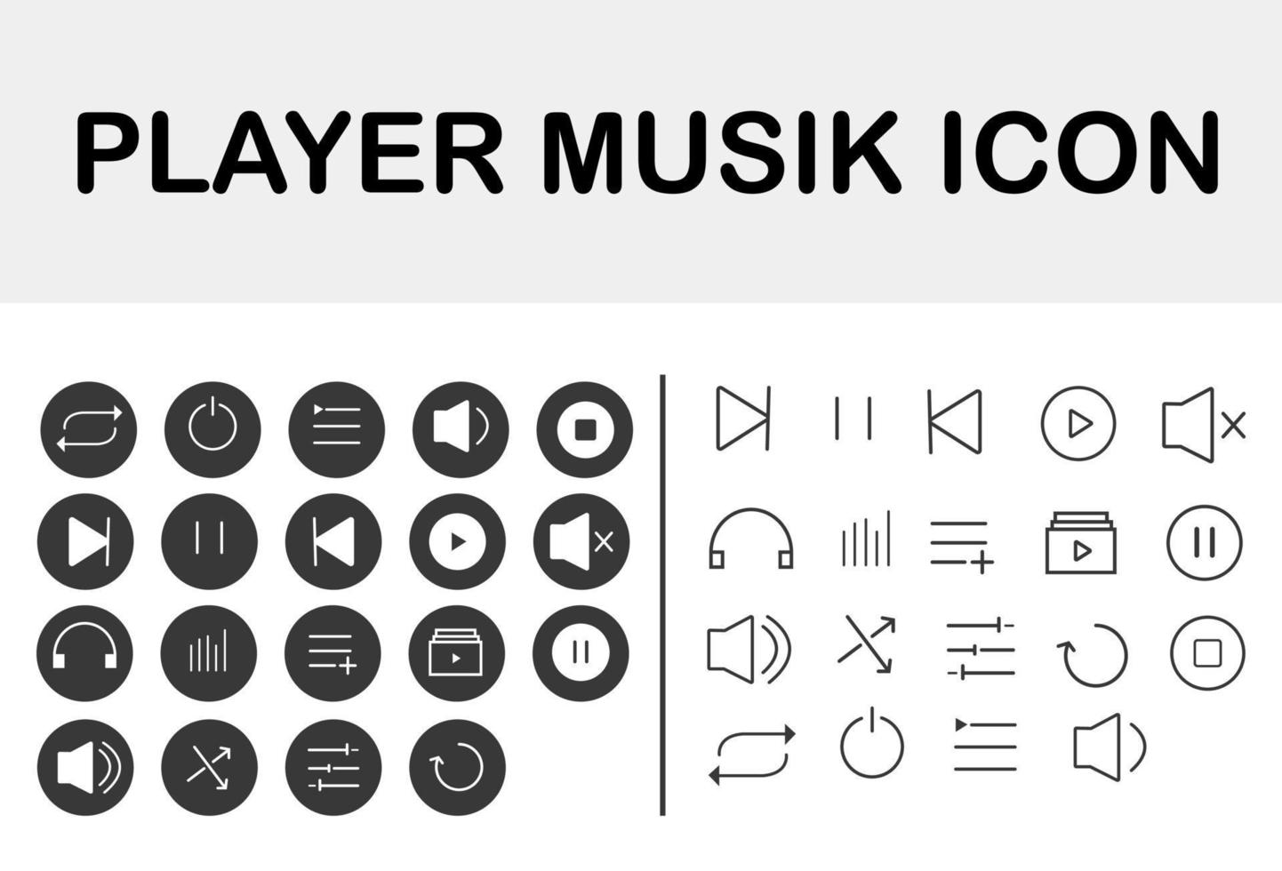 jeu d'icônes de musique. vecteur de dessin animé et illustration.music icon set concept élégant