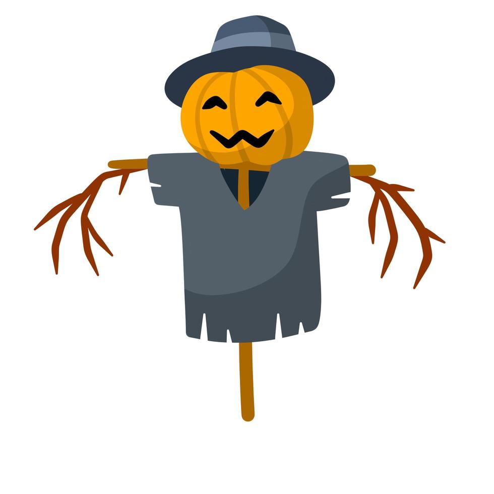 épouvantail à tête de citrouille. un fabuleux personnage d'halloween. vecteur