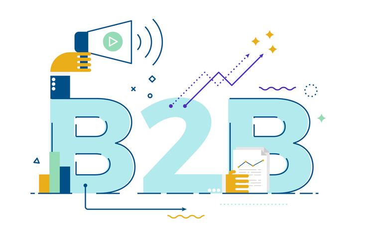 B2B: Business to business, illustration de mot vecteur