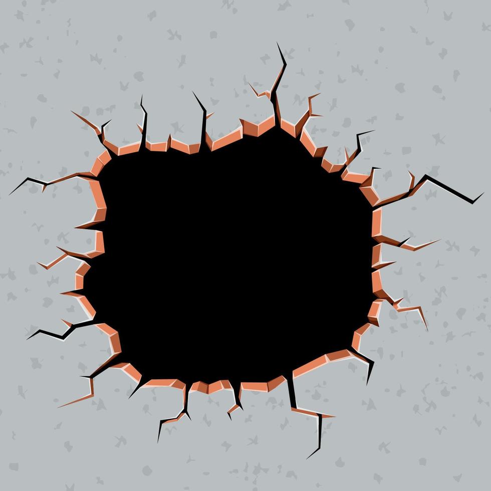 trou fissuré dans l'image vectorielle du mur. vecteur