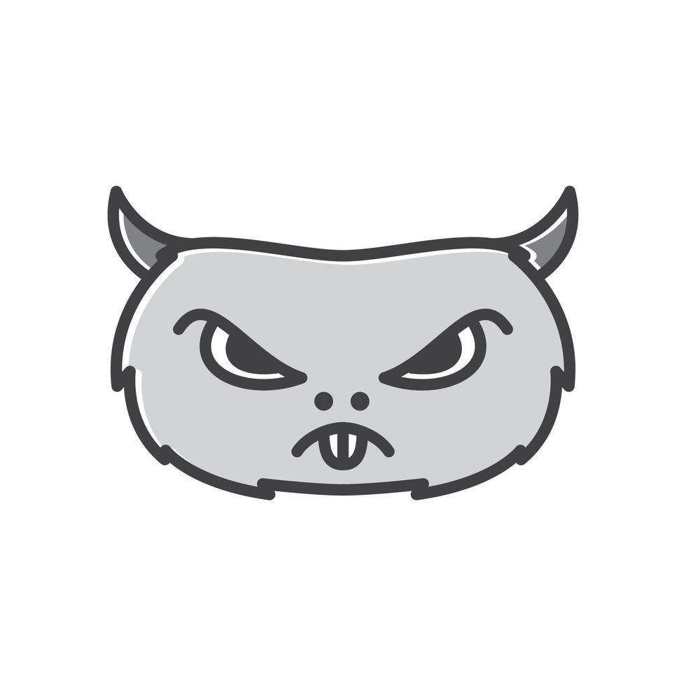tête de hamster dessin animé visage en colère illustration de conception de logo vecteur