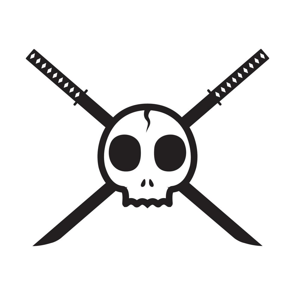 visage de crâne avec des épées croisées logo design vecteur symbole graphique icône signe illustration idée créative