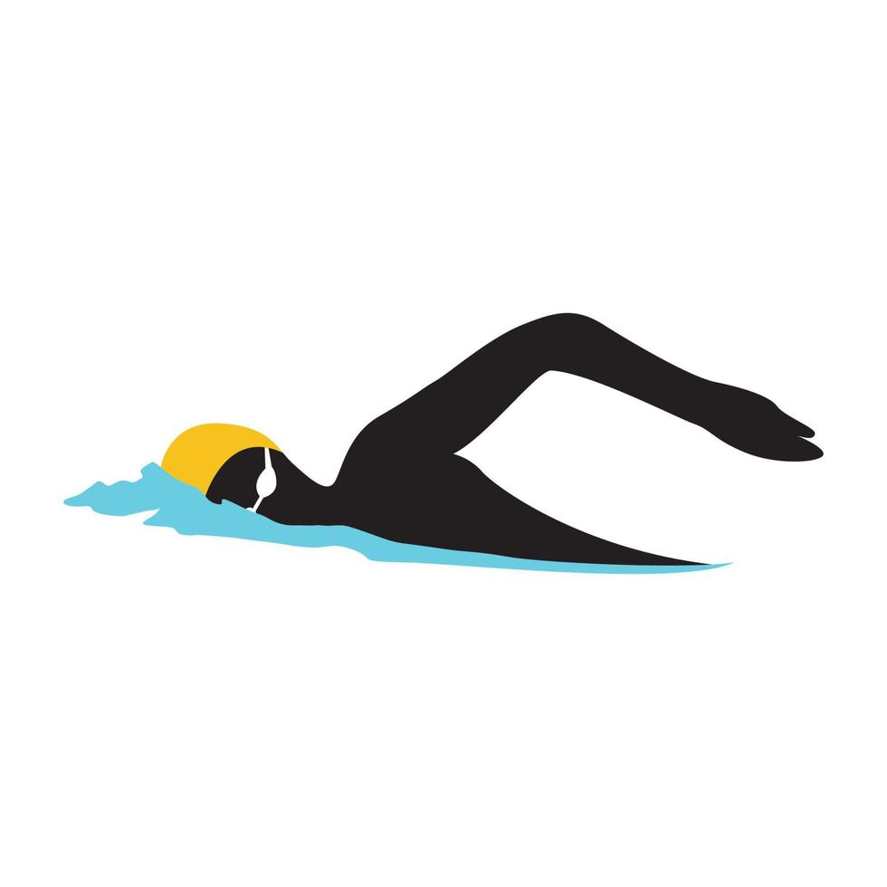 vue de côté homme natation logo symbole icône vecteur conception graphique illustration idée créative