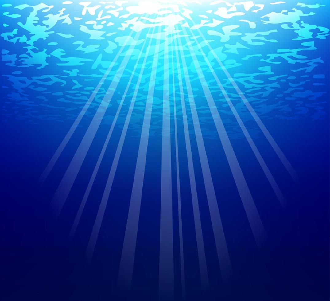 illustration de fond sous-marin bleu avec des rayons de soleil vecteur