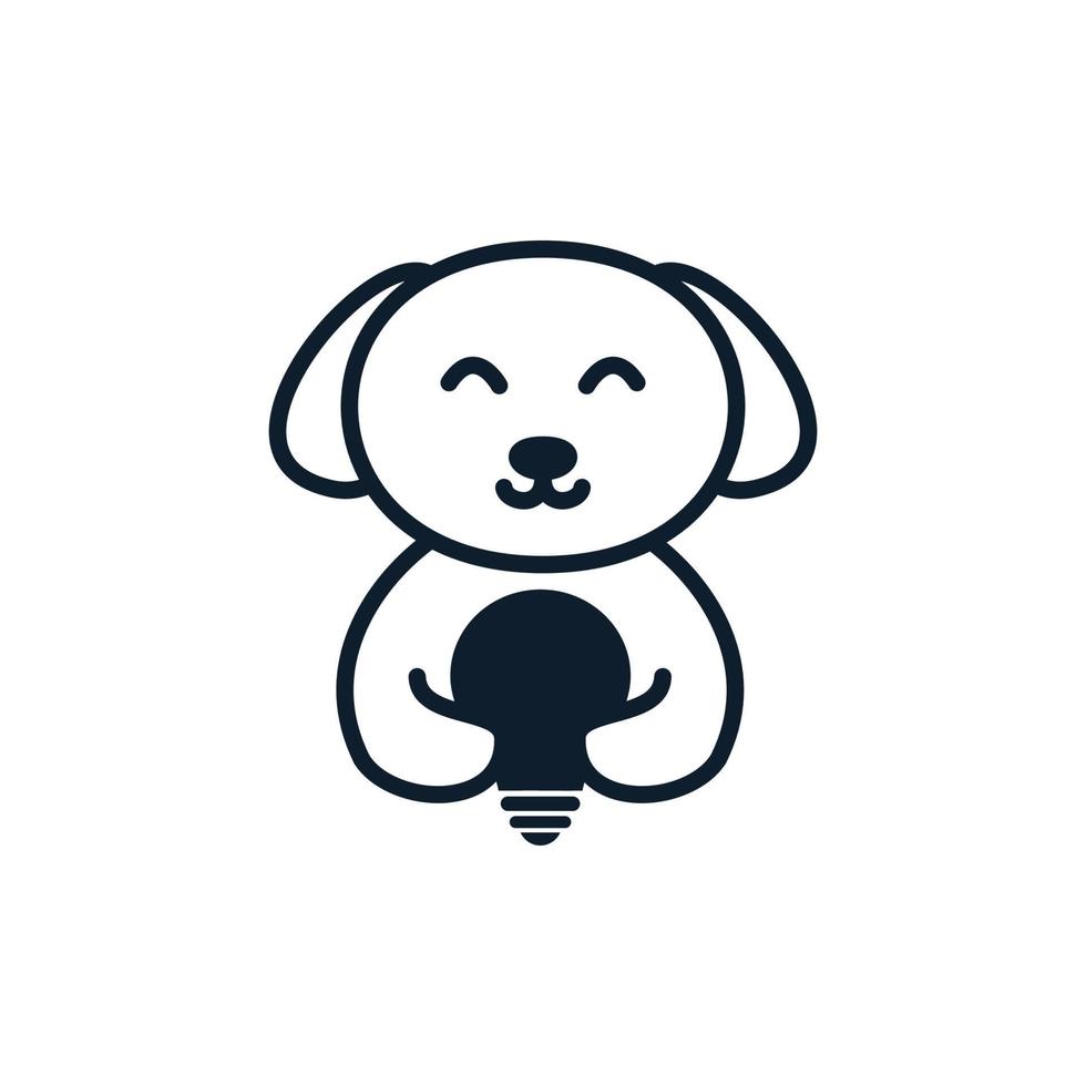 chien ou animal de compagnie avec lampe idée dessin animé mignon logo vecteur icône illustration design