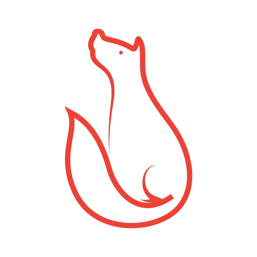 minimal fox sit logo design vecteur graphique symbole icône signe illustration idée créative