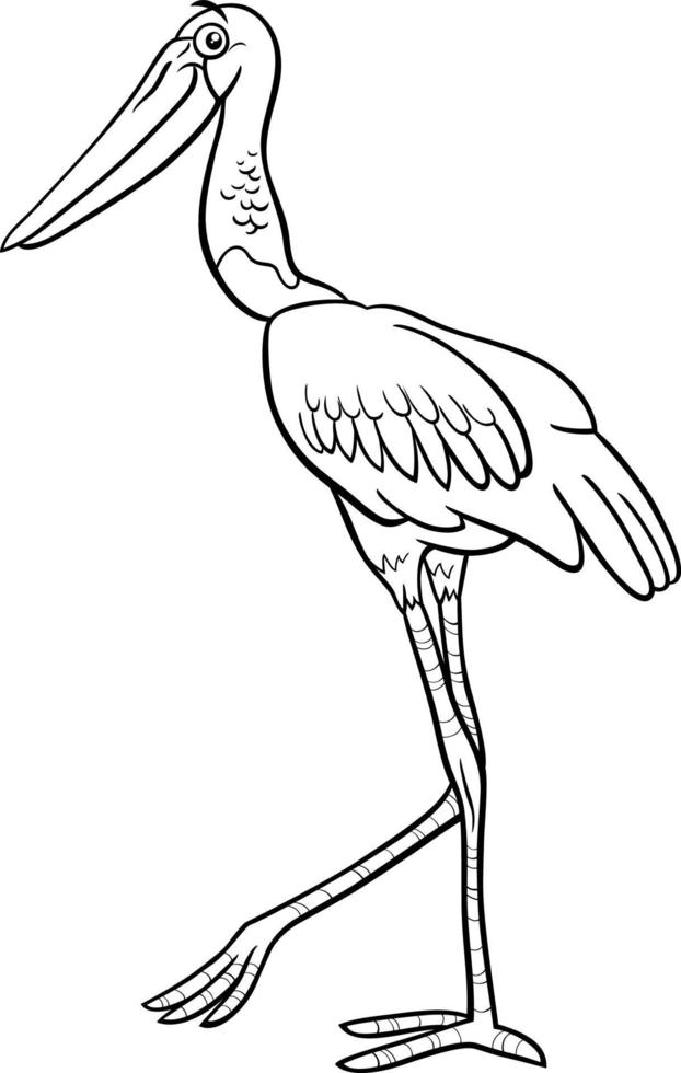 illustration de dessin animé de personnage animal oiseau jabiru vecteur
