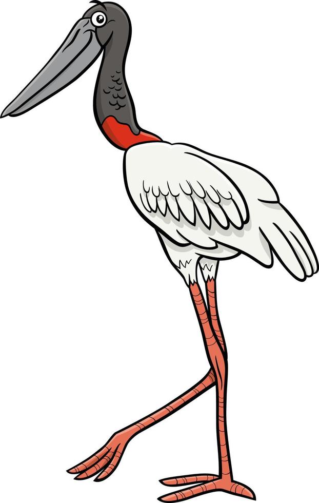 illustration de dessin animé de personnage animal oiseau jabiru vecteur