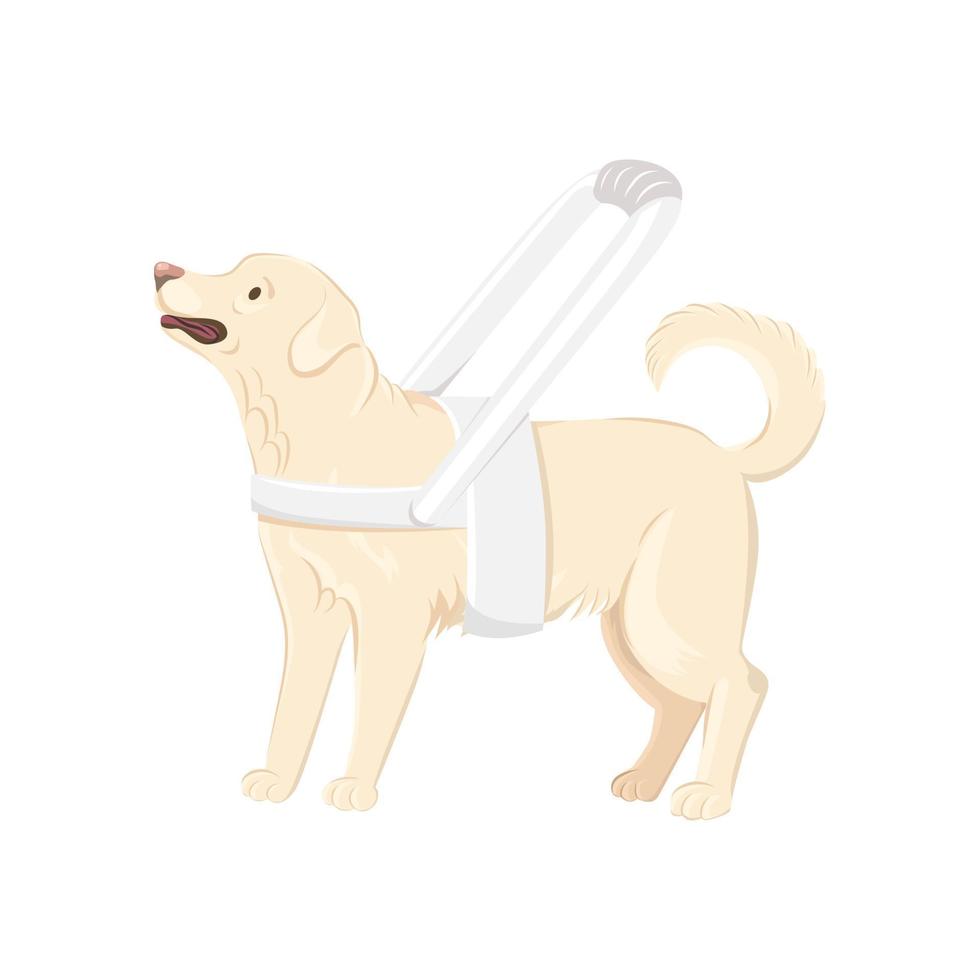 le chien-guide porte un harnais blanc avec illustration vectorielle à long manche. vecteur