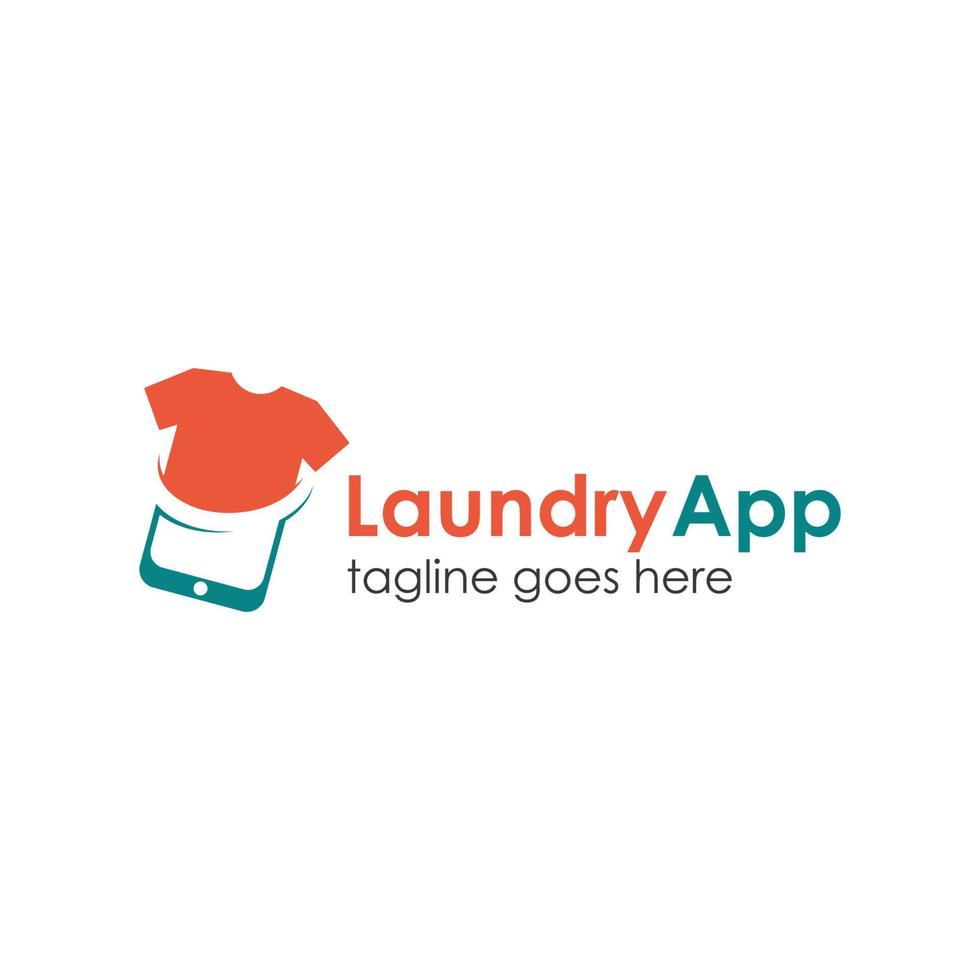 modèle de conception de logo d'application de blanchisserie avec icône mobile, simple et unique. parfait pour les affaires, le mobile, le magasin, la technologie, etc. vecteur