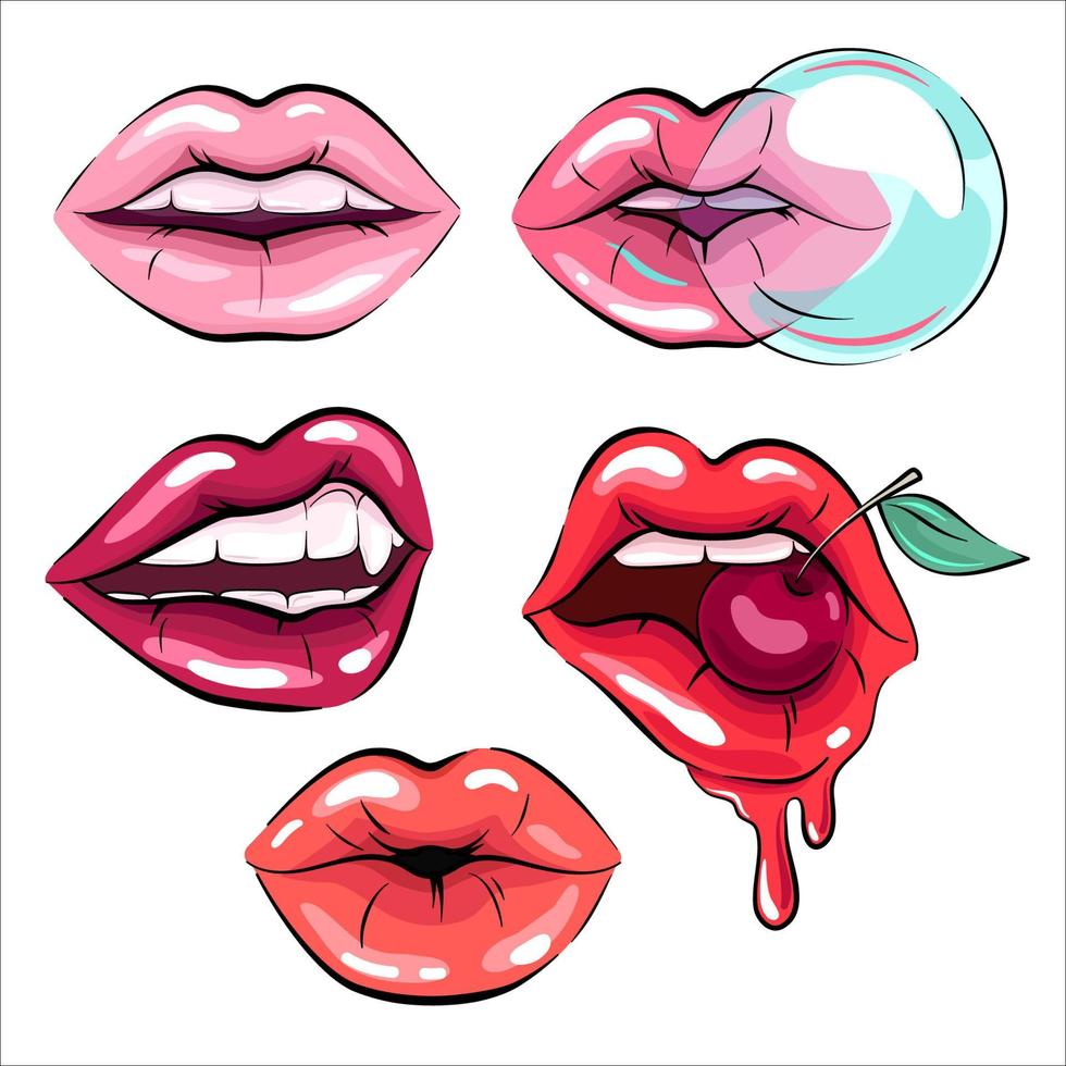 lèvres, dessins vectoriels de la bouche vecteur