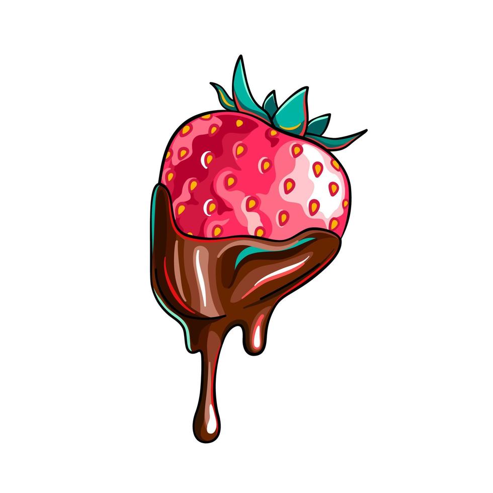 fraise en glaçage au chocolat vecteur