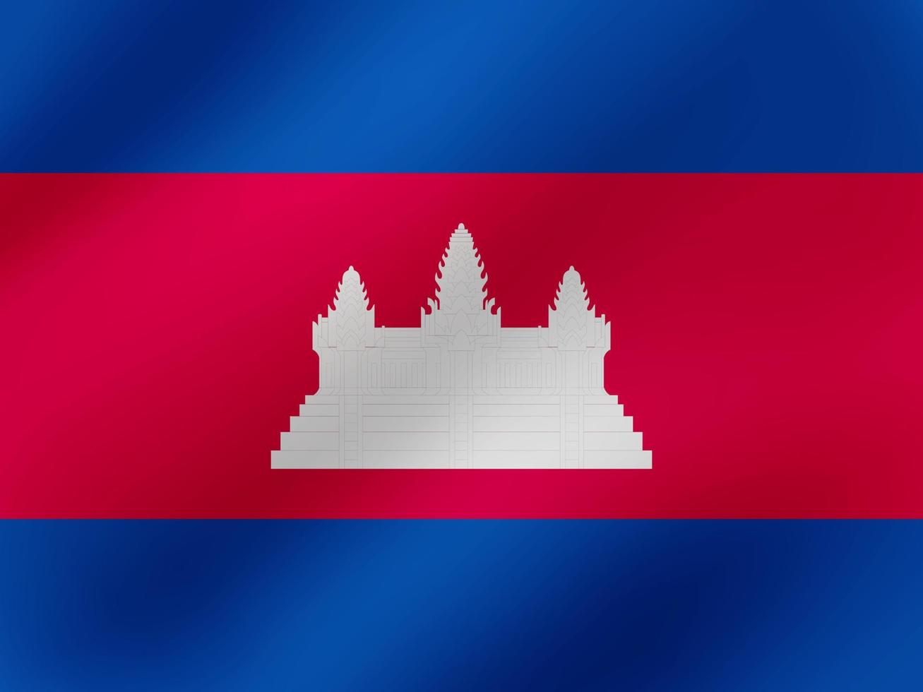 illustration ondulée réaliste de vecteur de la conception du drapeau du cambodge