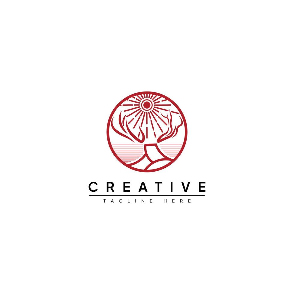 vecteur de logo de cerf animal avec un style d'art en ligne