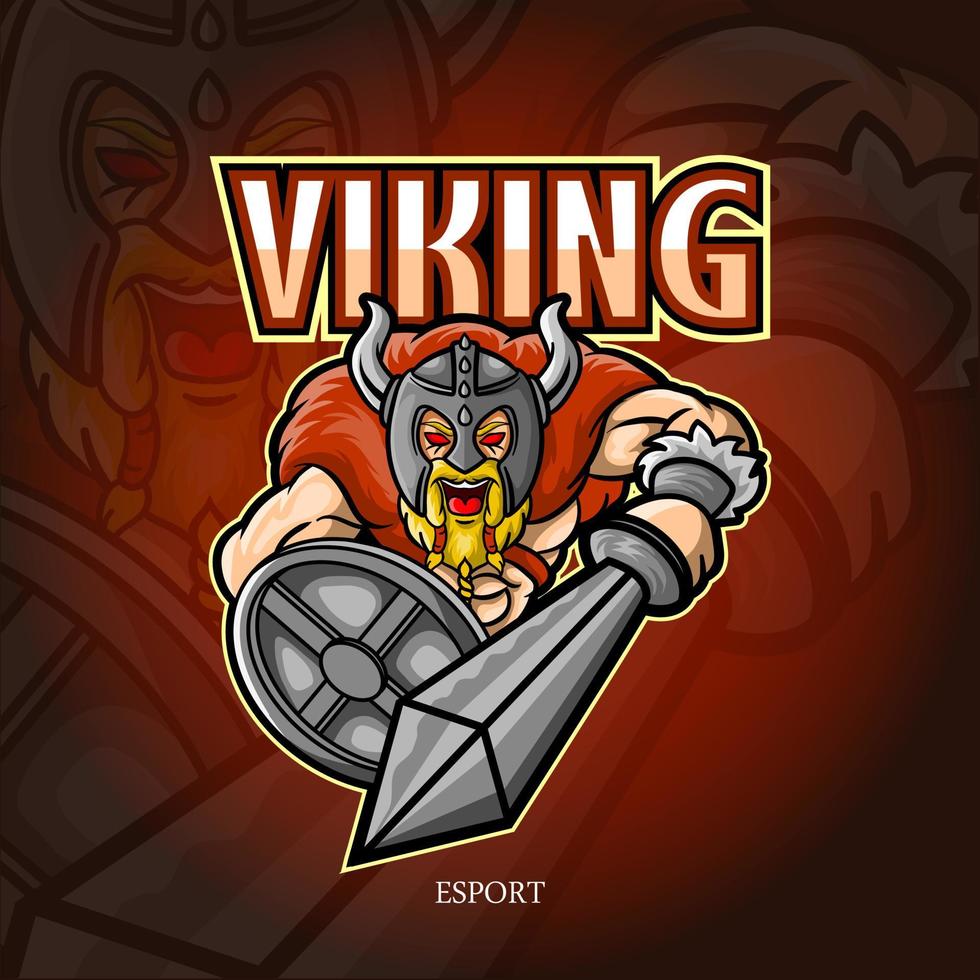 mascotte de chevalier viking. création de logo esport vecteur