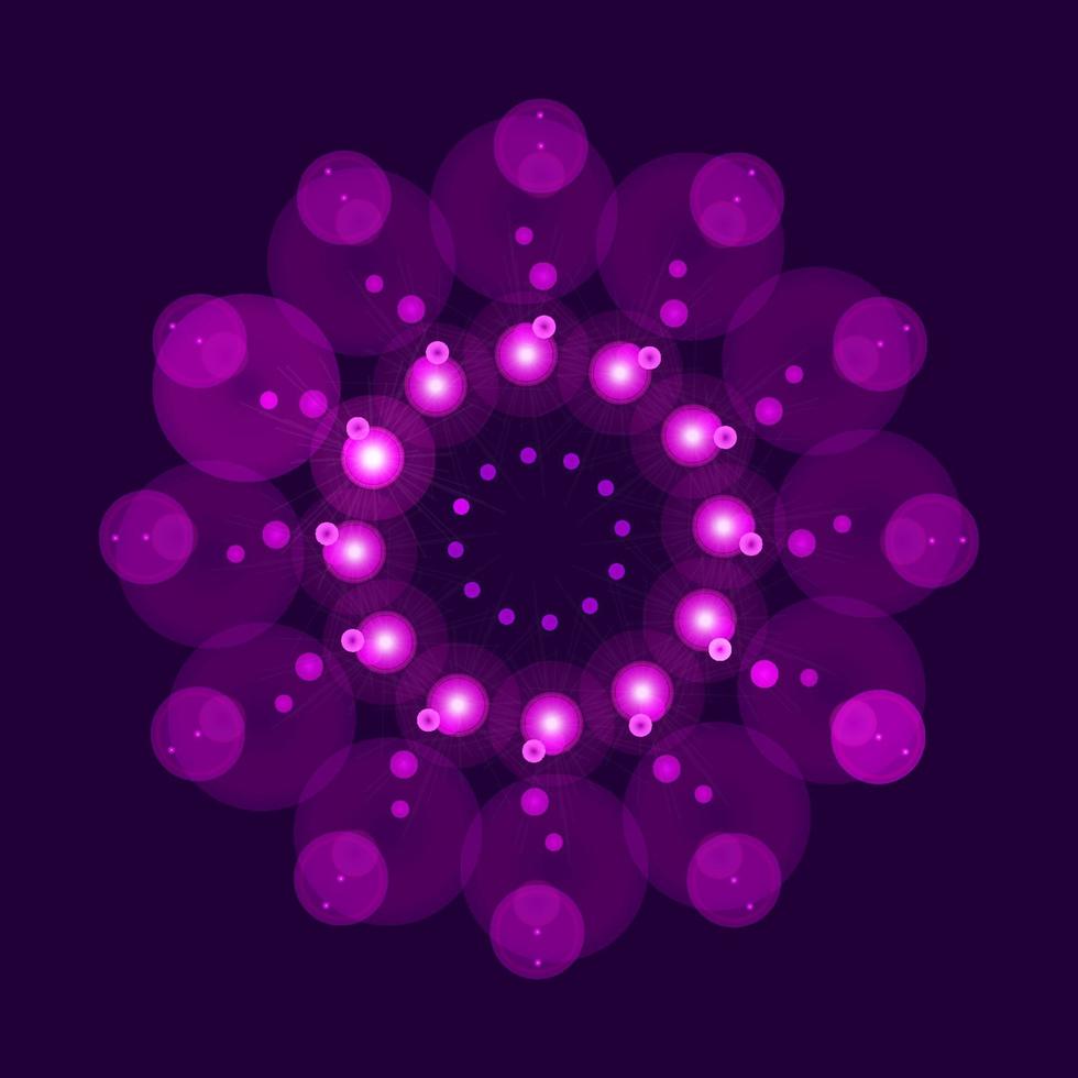 motif rond abstrait avec un dégradé de teintes violettes.fond violet foncé.illustration vectorielle vecteur
