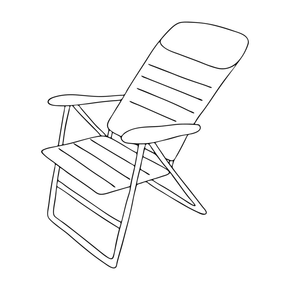 été textile chaise longue-contour dessin à la main.image noir et blanc.coloring.beach holiday.doodle style.vector illustration vecteur
