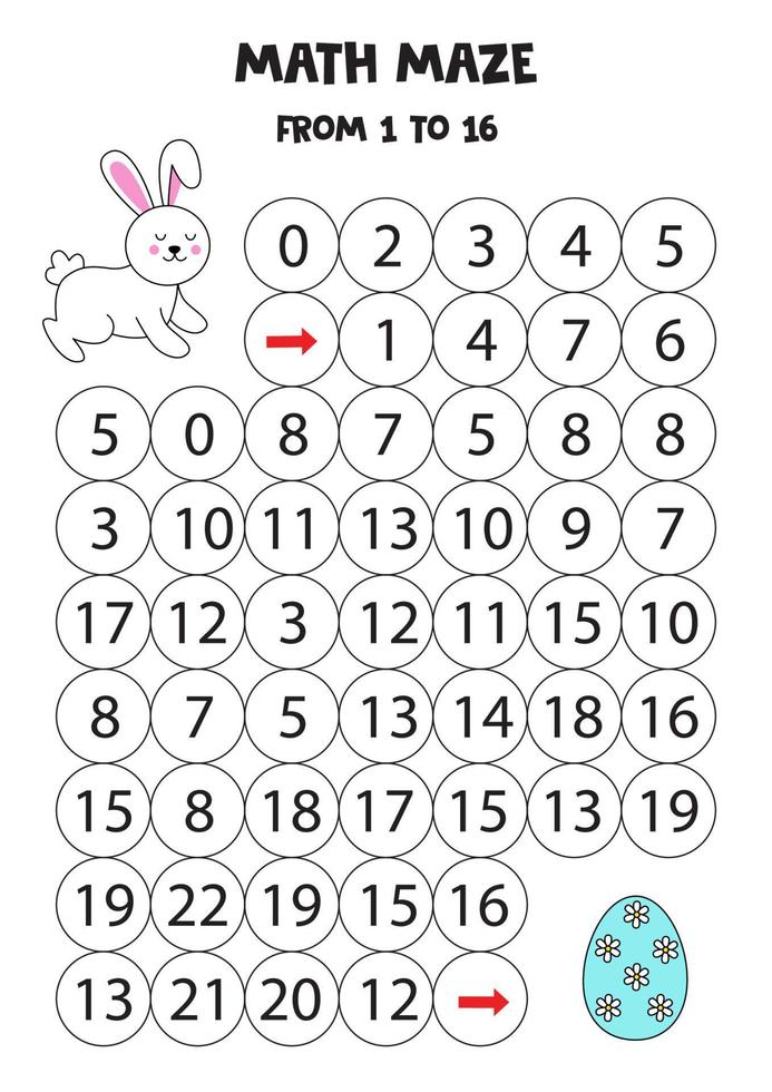 obtenez un joli lapin de Pâques jusqu'à l'œuf en comptant jusqu'à 16. vecteur