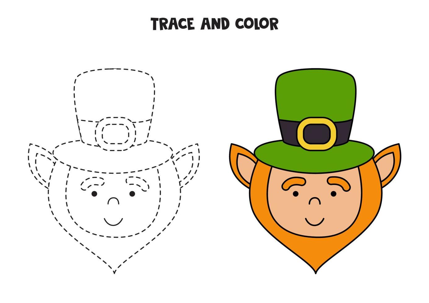 tracez et coloriez un lutin de dessin animé mignon. feuille de travail pour les enfants. vecteur