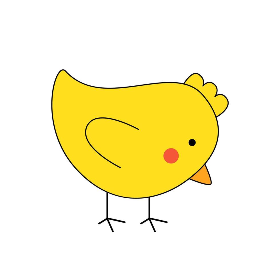 image vectorielle de mignon poulet de Pâques sur fond blanc. vecteur