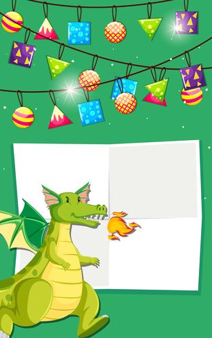 Carte de décoration de dragon vert vecteur