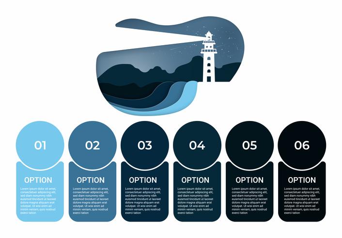 Infographie de l&#39;entreprise. Diagramme d&#39;infographie avec l&#39;art du papier phare. modèle de présentation. vecteur