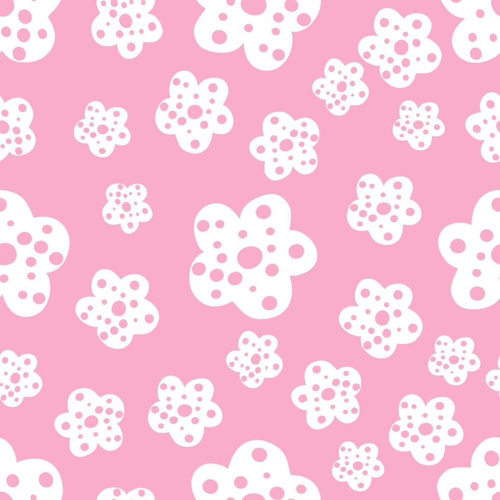 motif de répétition sans couture avec des fleurs blanches sur fond rose. vecteur