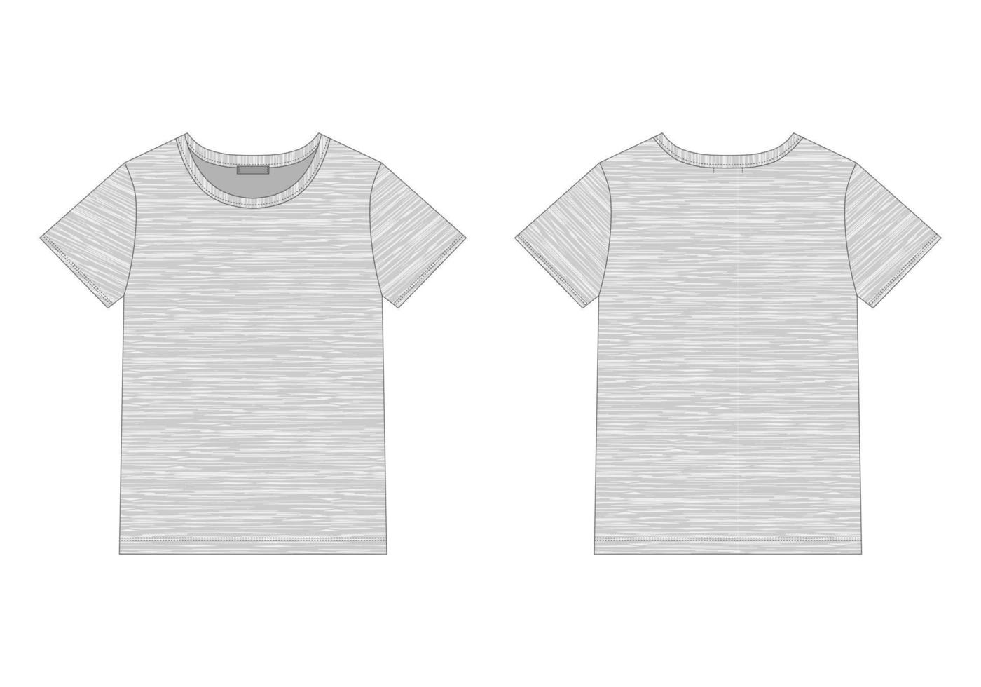 croquis technique t-shirt femme en tissu gris chiné. vecteur