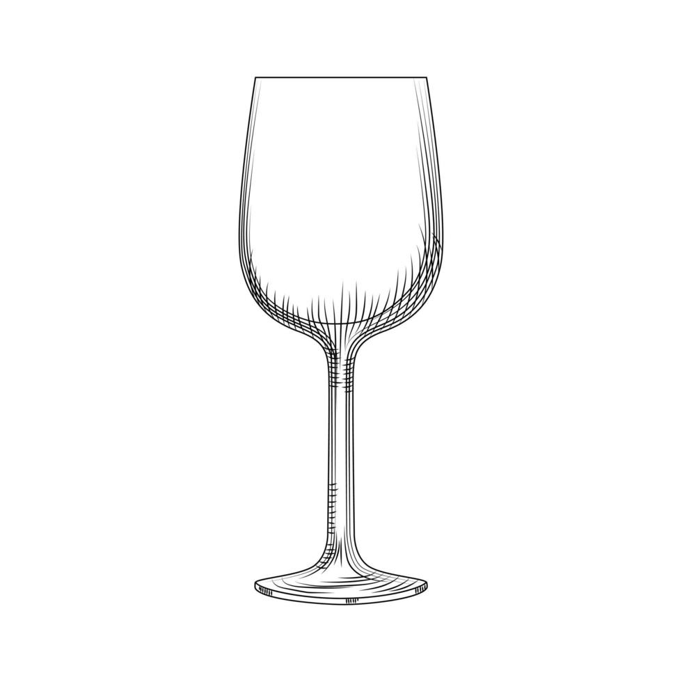 croquis de verre de vin vide dessiné à la main. illustration isolé vecteur