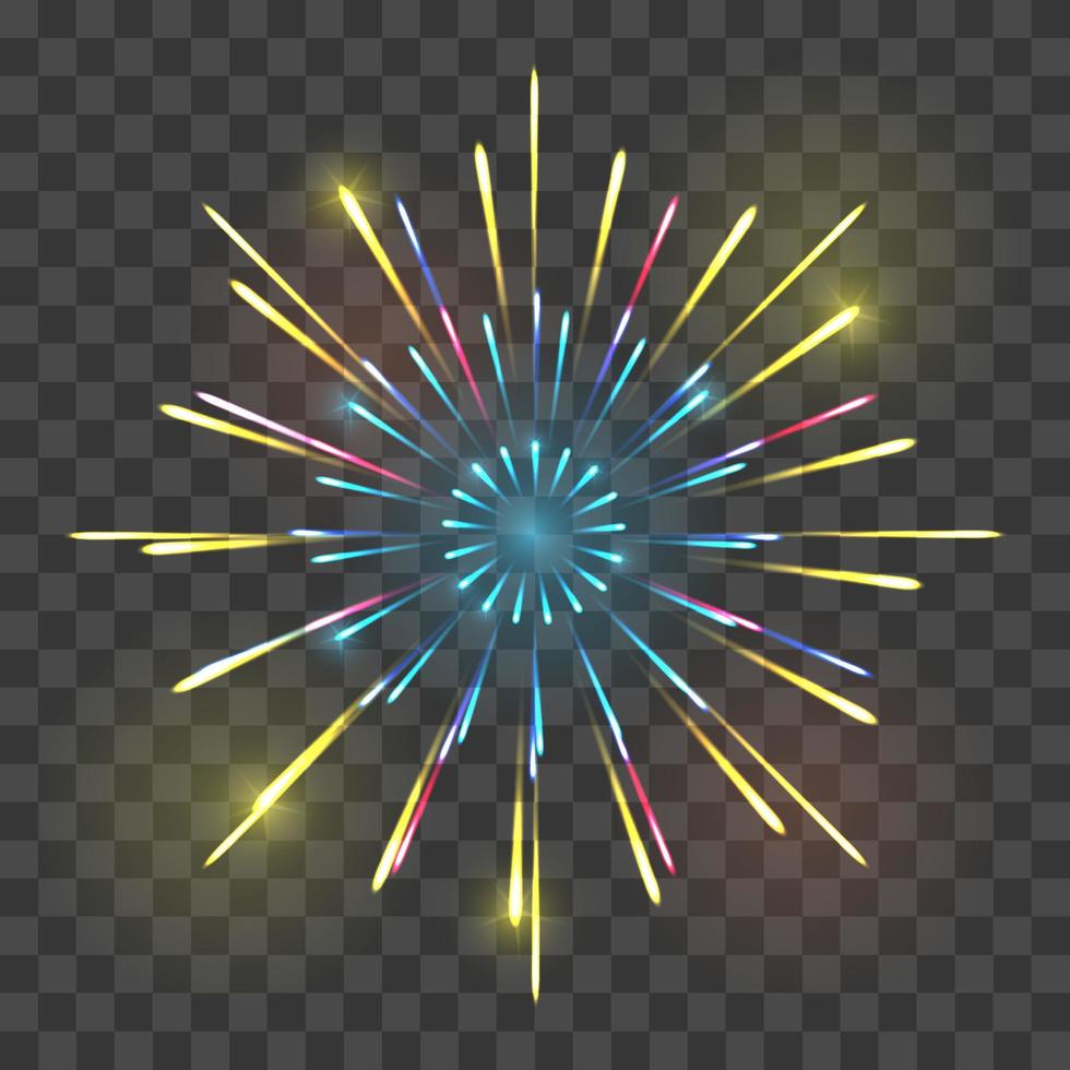 feux d'artifice isolés sur fond transparent. illustrateur de vecteur