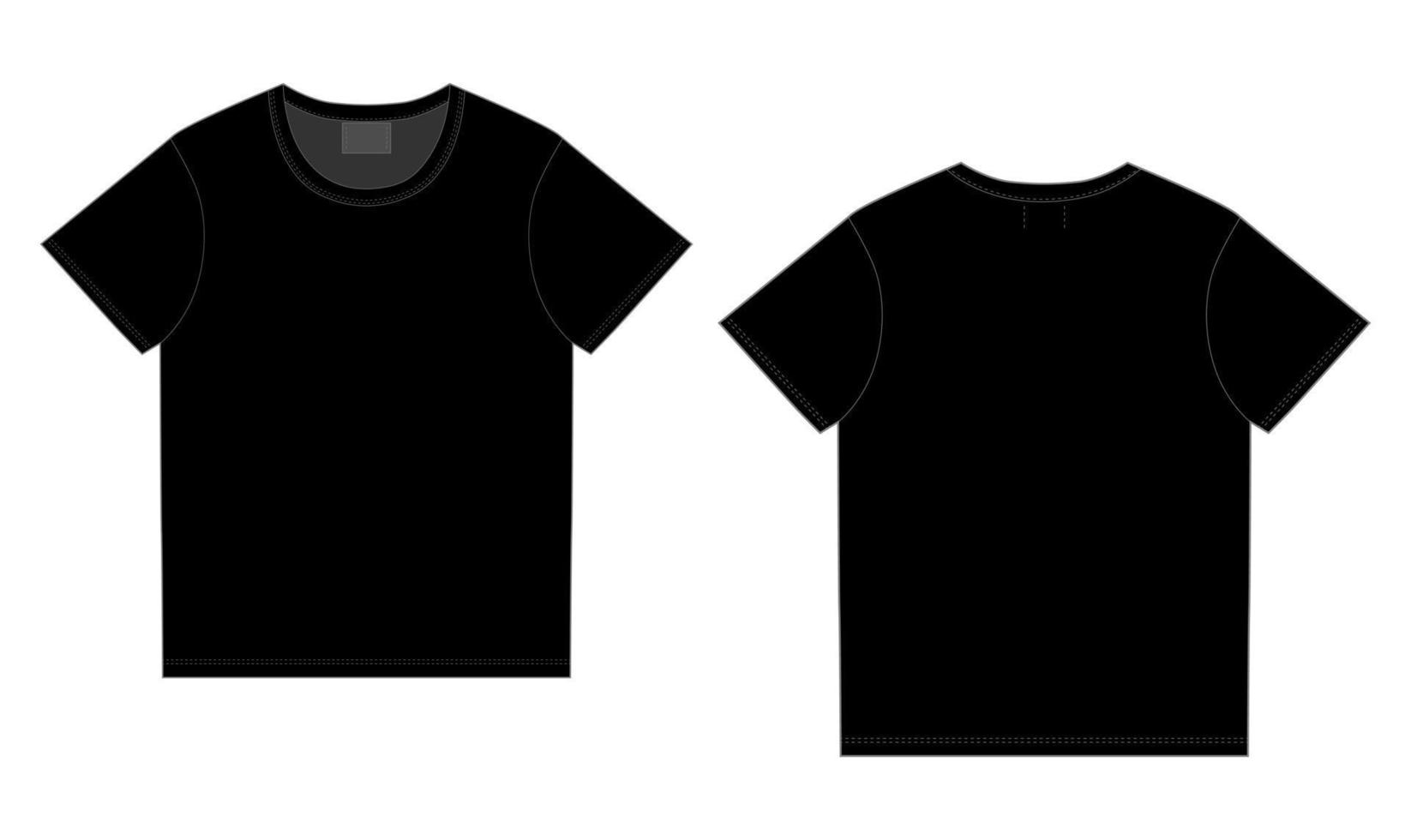 modèle de conception de t-shirt noir. vecteur avant et arrière.