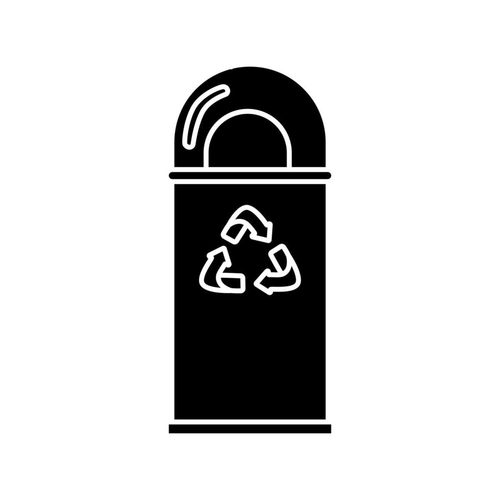 icône de glyphe de corbeille. les flèches recyclent le symbole écologique. illustration de conception de vecteur simple isolé