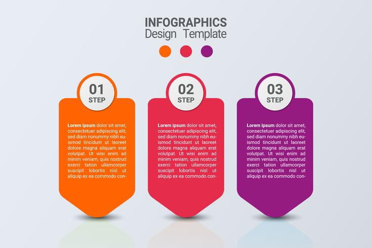 Infographie en trois étapes. Modèle d&#39;affaires de vecteur