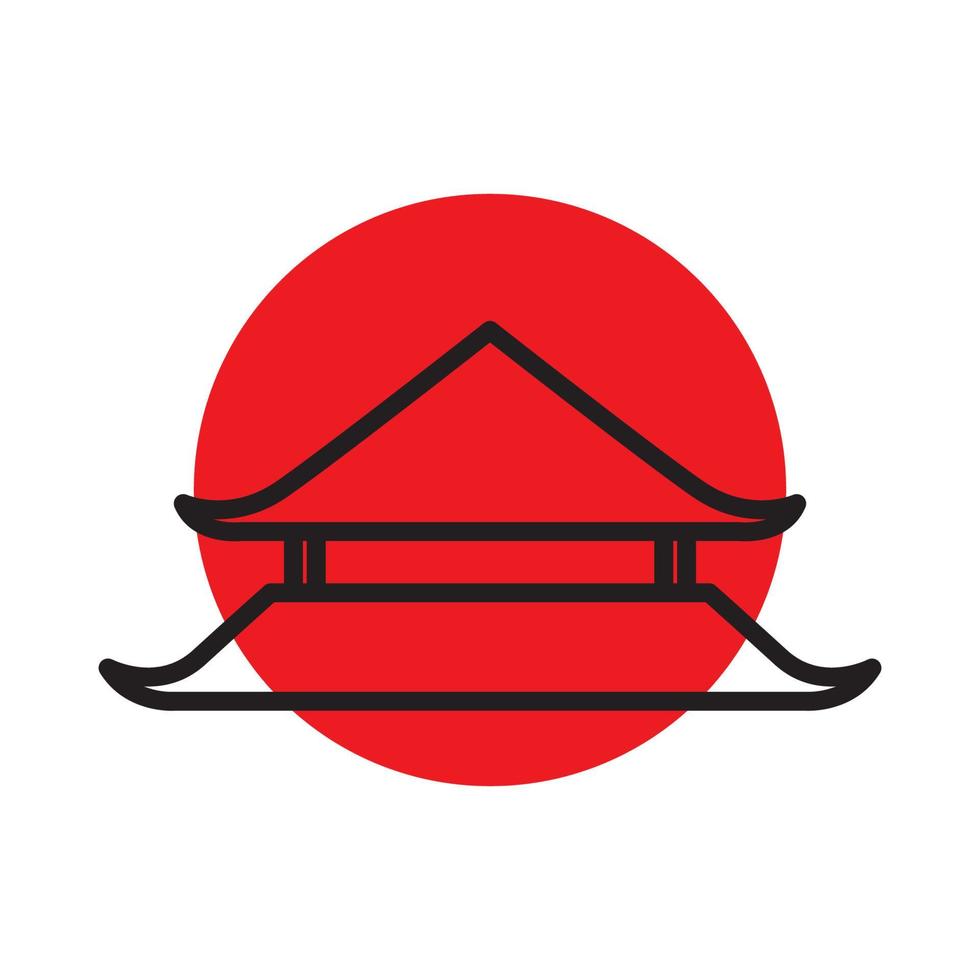 ligne japon culture bâtiment maison logo design vecteur graphique symbole icône illustration idée créative