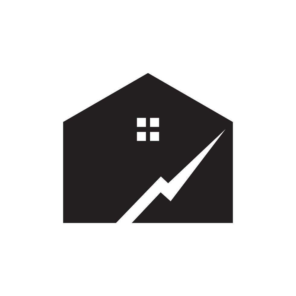 maison minimaliste avec crack tremblement de terre logo design vecteur symbole graphique icône signe illustration idée créative
