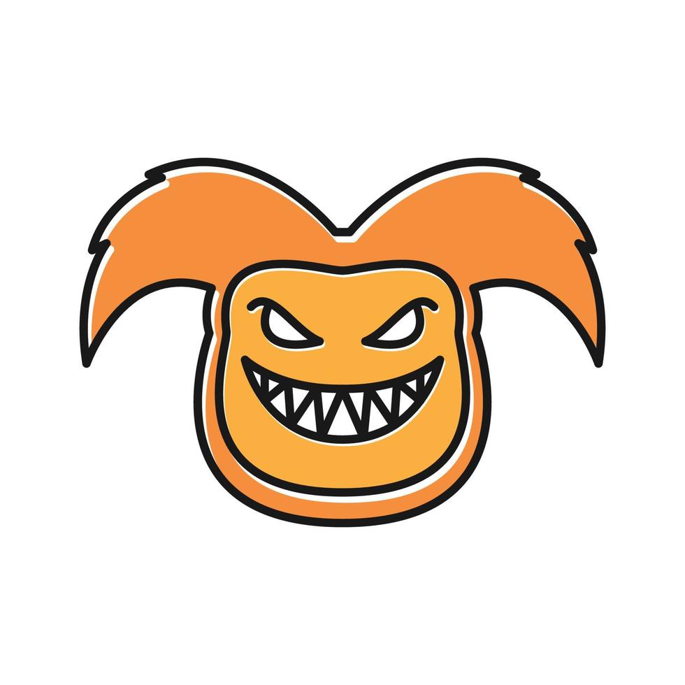 mignon monstre orange sourire dessin animé tête logo symbole icône vecteur conception graphique illustration