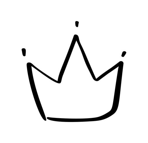 Symbole dessiné à la main d&#39;une couronne stylisée. Dessiné avec une encre noire et un pinceau. Illustration vectorielle isolée sur blanc Création de logo. Coup de pinceau grunge vecteur