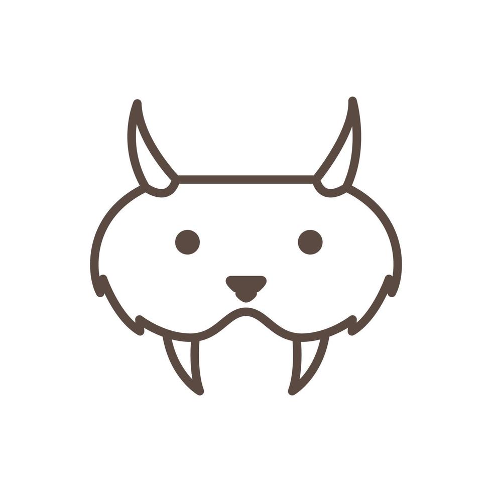 mignon animal carnivore tête ligne logo symbole icône vecteur conception graphique illustration